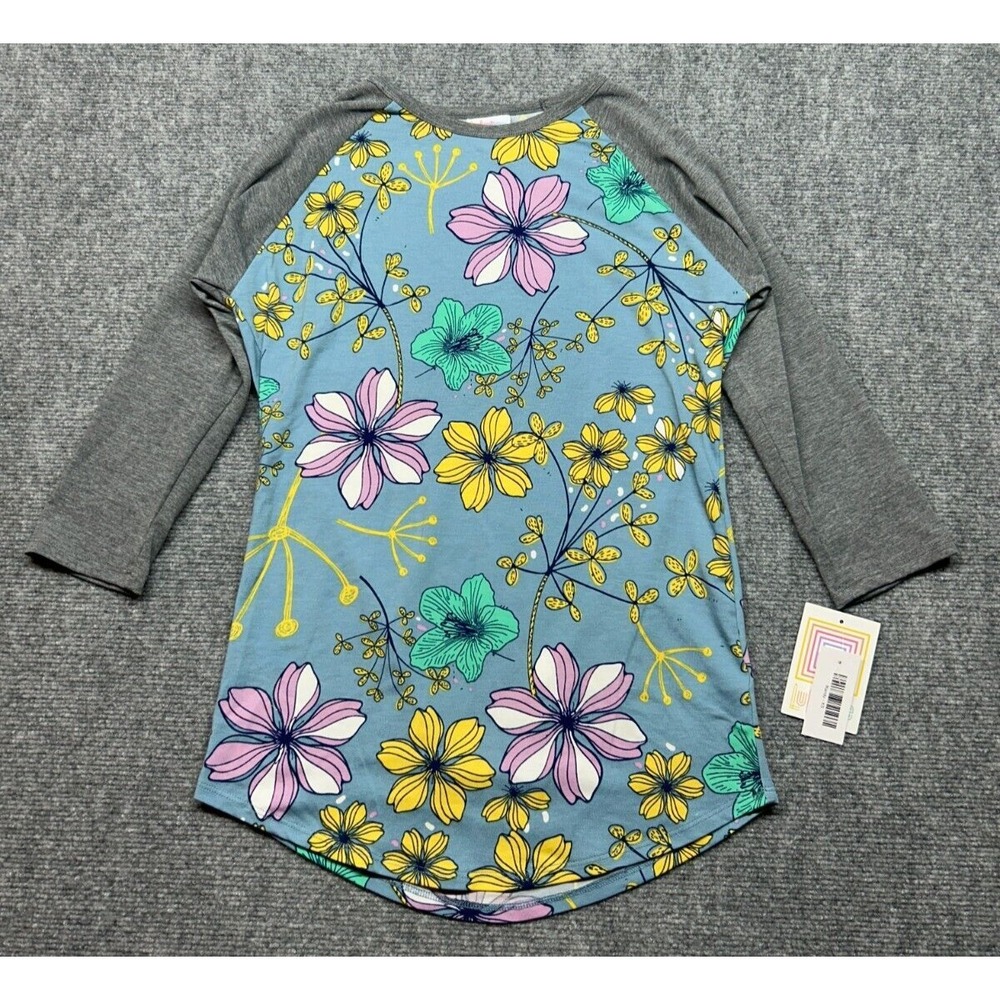 LulaRoe Randy T Shirt Womens XS Multicolor Floral 3/4 Sleeve Round Neck New